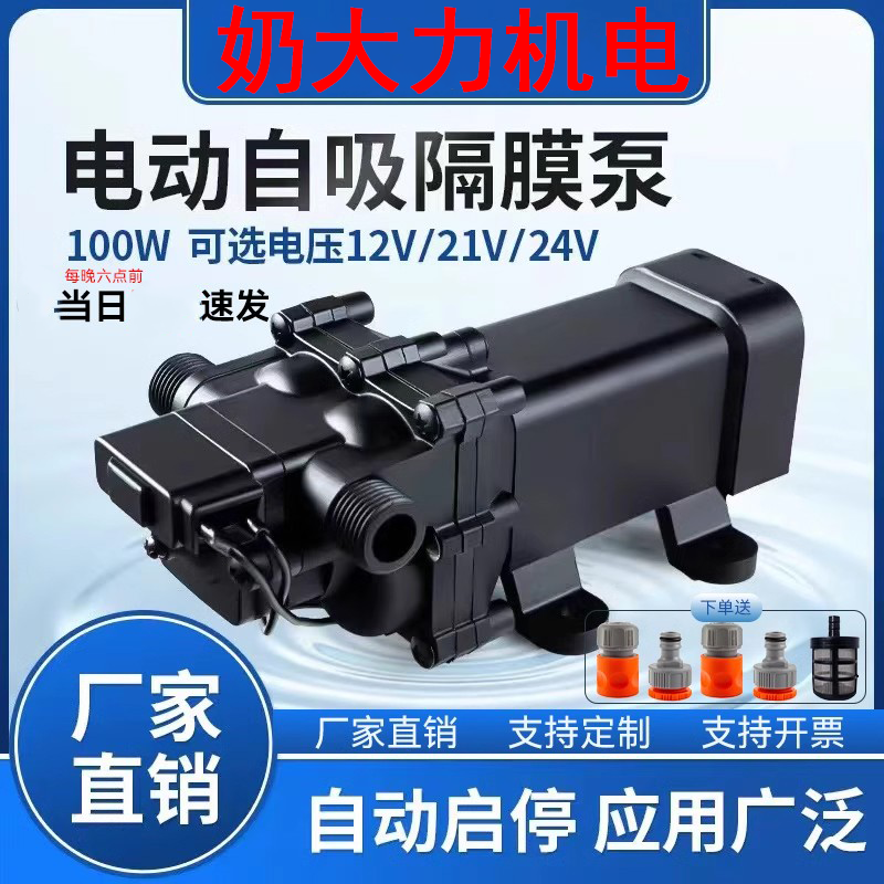 奶大力12V24V浇菜神器浇水机关枪自停自吸隔膜泵耐腐蚀抽尿素柴油