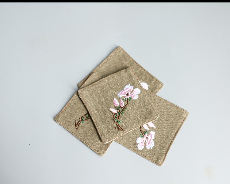 Kung Fu trà phụ tùng thêu tay bông và vải lanh retro Zen cup mat cách nhiệt pad nồi tre theo dõi bộ trà mat bình pha trà có lưới lọc inox