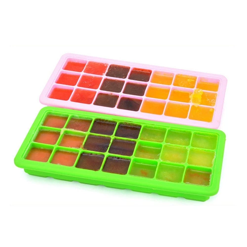 Пищевой силикон, детская форма, кубики льда для прикорма, пылезащитная крышка, 21 ячеек