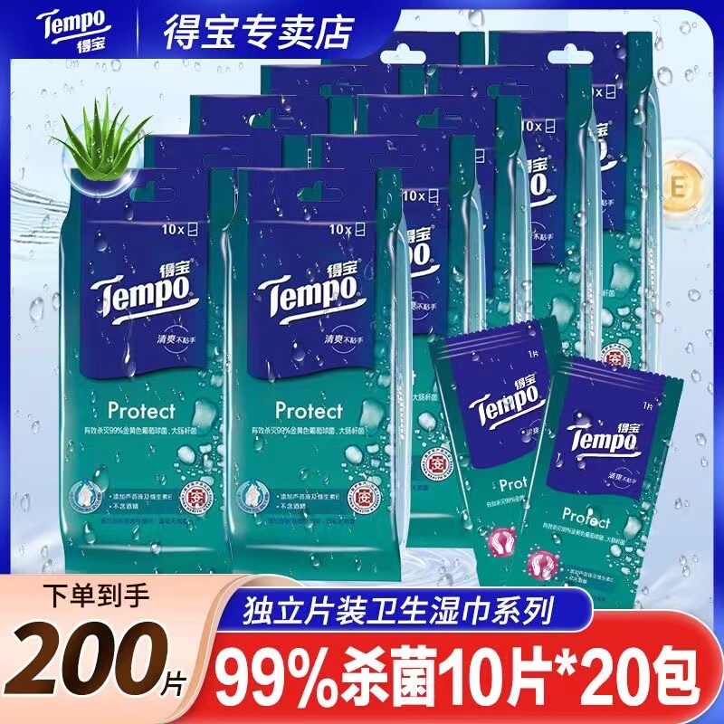 Tempo Depot Wet Wipes Individually Packaged 200 Pieces Sanitary Sterilization Disinfectant Wipes for Adults Portable Student Gentle