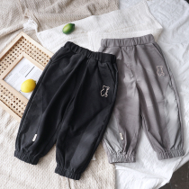 Childrens spring and autumn casual pants cotton mens and womens baby pants 2021 new childrens Korean version of the pants 1-3 years old tide