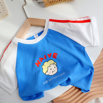 Baby ins short sleeves T-shirt Summer thin clothes for men and women Ocean Gas Half sleeves Summer clothing Baby Han version of childrens clothing