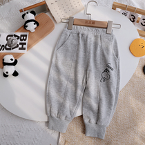 Childrens all-cotton loose Wei pants outside wearing spring and autumn season male and female baby trousers casual pants casual pants Kindergarten sports pants