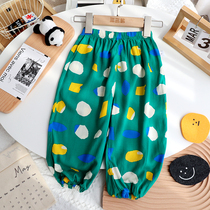 Childrens cotton Cotton Anti-mosquito Pants Summer Thin men and women Baby cute cotton silk light cage pants Boys Yangqi Air conditioning Pants Tide