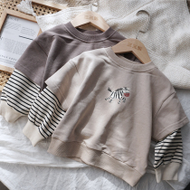 Sansan sauce shop baby Korean version of sweater spring and autumn men and women children foreign spring fake two coat childrens coat