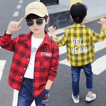 Boys shirt long sleeve cotton Tong spring and autumn thin model 2021 New shirt coat boy coat tide Korean version