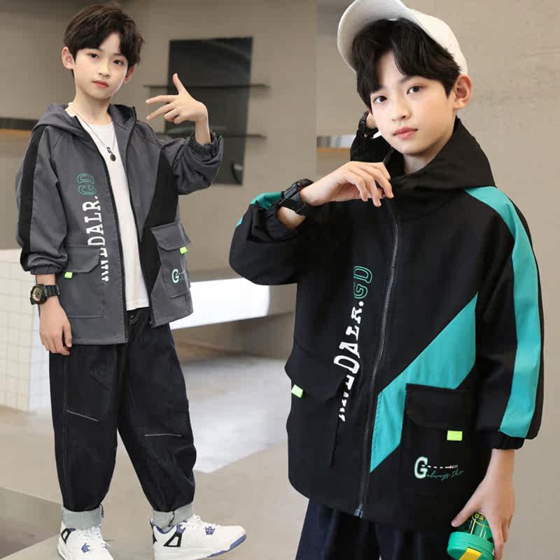 Boy's spring clothing jacket 2022 new foreign style trendy children's spring and autumn style Fairy Fried Street Jacket Blouse