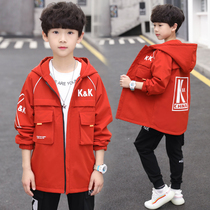 Boys coat spring and autumn models 2021 New windbreaker medium-length tidal air Korean version of Tong Tide brand spring coat