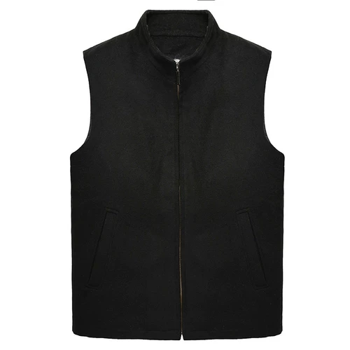 Демисезонный шерстяной утепленный жилет, для среднего возраста, из натуральной кожи