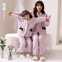 Girls autumn and winter homewear thick flannel coral velvet medium big child pajamas childrens homewear set