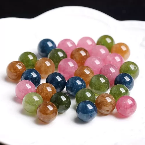 Радужные турмалиновые бусины, браслет из кварца подходит для мужчин и женщин, ожерелье, аксессуары ручной работы