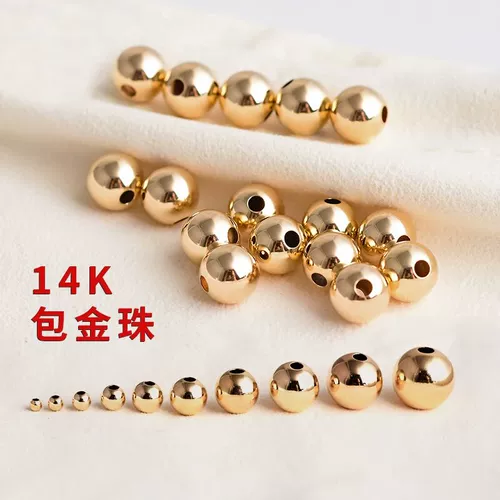 Бусины, глянцевое украшение-шарик, браслет из бисера ручной работы, браслет с одной бусиной, аксессуары, 14 карат