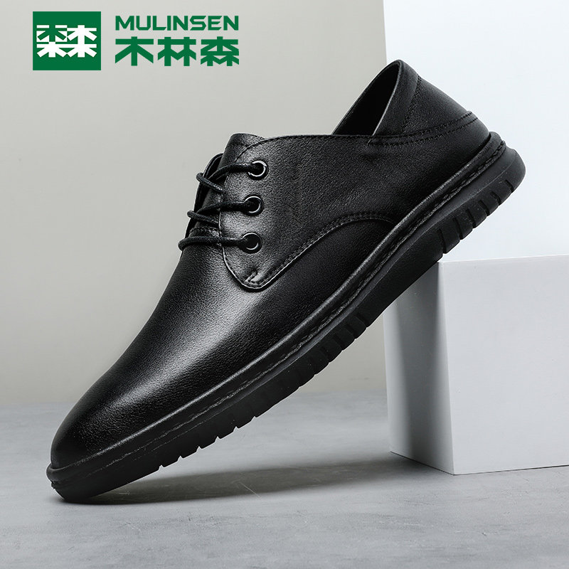 Wood Linson Men Shoes Business Casual Leather Shoes Spring New Men Leather Shoes Leather Inglén 100 Hitch Soft Undertide Shoes