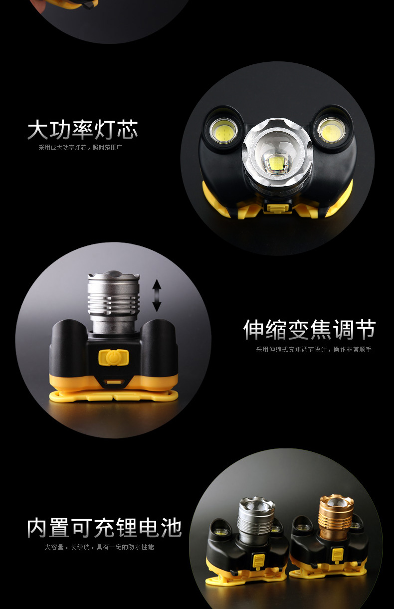 Zoom mạnh đầu ánh sáng LED sạc tầm xa cao-ánh sáng đầu gắn đèn pin đêm câu cá chiếu sáng ngoài trời đèn đánh cá đèn pin olight
