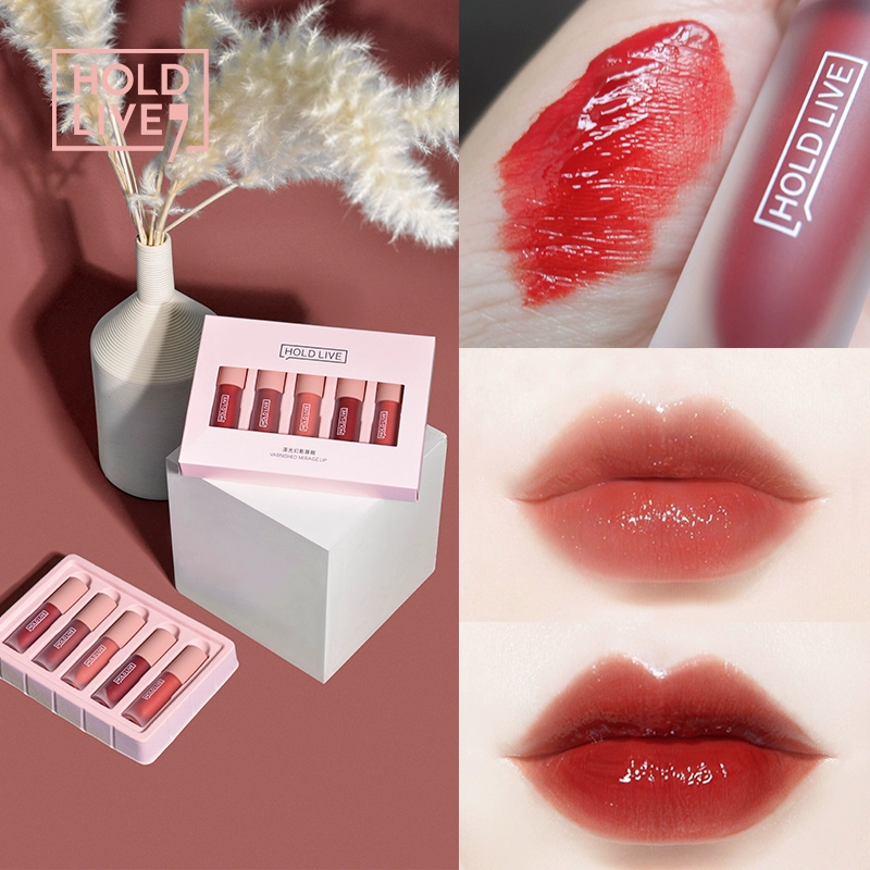 Holdlive sản phẩm mới parity 308 lacquer ph Phantom lip glaze set koi color 311 gương son bóng giữ ẩm 307 - Son bóng / Liquid Rouge