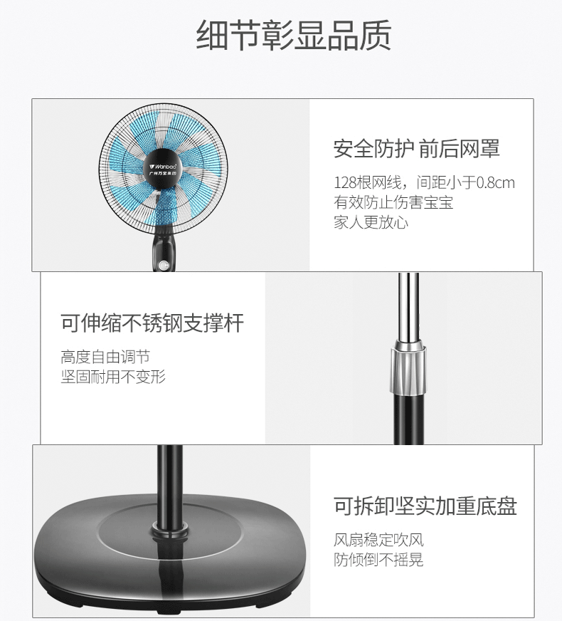 quạt trần cánh xếp Wanbao Group biến tần tầng quạt thông minh điều khiển từ xa hộ gia đình quạt điện đứng thẳng câm - Quạt điện quạt điều hòa đaikio