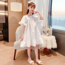 Girl Clothes Summer Children Small Clear New Tandem Dress 2022 New CUHK Child Summer Little Girl Cotton White Dress White Dress
