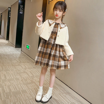 Girls wear autumn Net red thickened suit skirt 2021 spring and autumn dress new big childrens foreign princess clothes