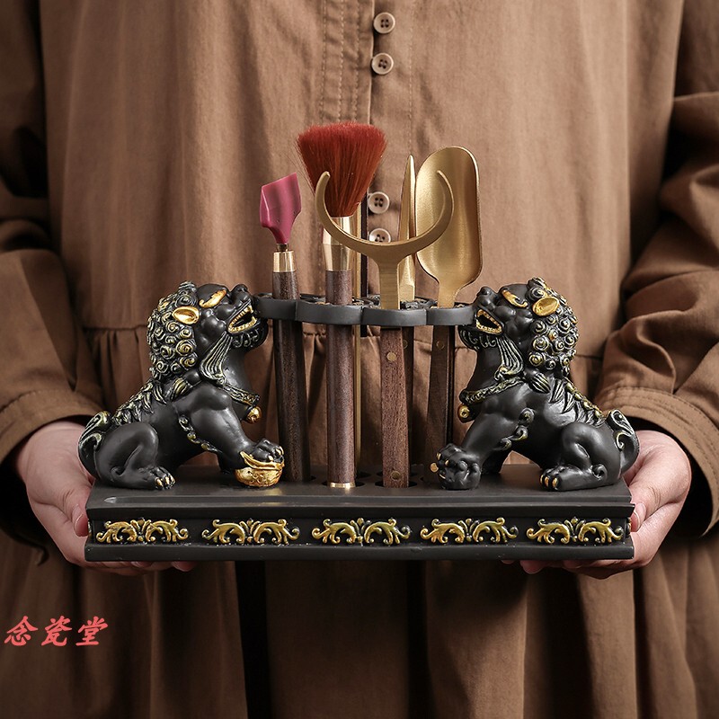 Chinese-Style Lion Dance Tea Ceremony Six Gentlemen Kung Fu Tea Set Accessories: Tea Needle, Tea Tongs, Tea Scoop, Tea Knife, Tea Table Resin Ornaments Chinese-Style Lion Dance Tea Ceremony Six Gentlemen Kung Fu Tea Set Accessories: Tea Needle, Tea Tongs, Tea Scoop, Tea Knife, Tea Table Resin Ornaments