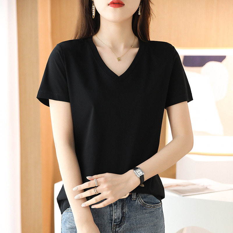 Summer Plus-Size Mercerized Cotton Short-Sleeve T-Shirt for Women 100kg Fat mm Plus-Size Loose Half-Sleeve Top Base Shirt Summer Plus-Size Mercerized Cotton Short-Sleeve T-Shirt for Women 100kg Fat mm Plus-Size Loose Half-Sleeve Top Base Shirt