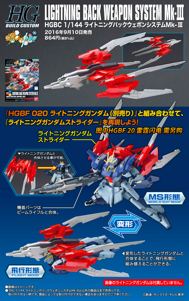 Bandai Lắp ráp Mô hình HGBF 20 HG 1 144 Thunder Lightning Lightning Gundam Weapon Ba lô MK-III - Gundam / Mech Model / Robot / Transformers bộ đồ chơi gundam