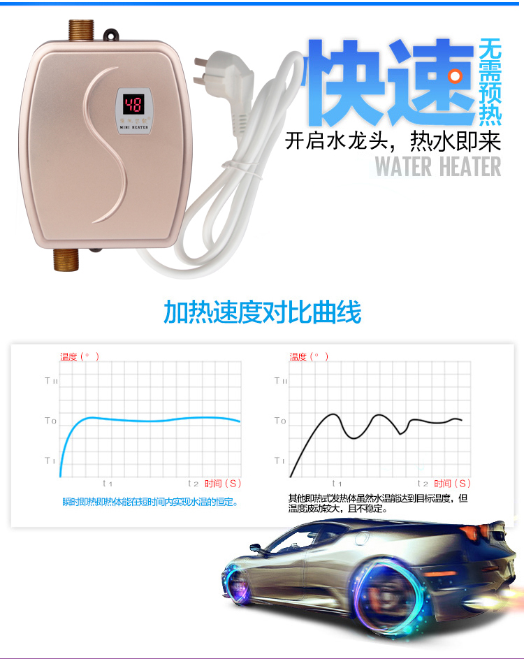 bình nóng lạnh picenza 20l Máy nước nóng điện gia dụng nóng nóng miễn phí lưu trữ nước 3 giây tốc độ nóng nhiệt phòng tắm nhà bếp sử dụng kép vòi điện bình nước nóng rossi
