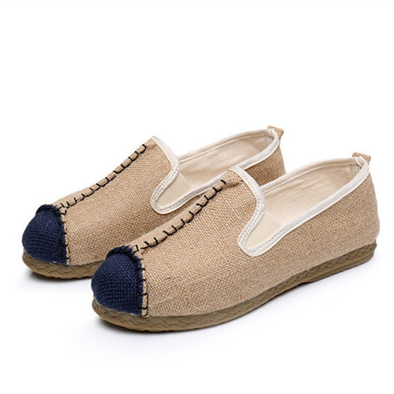 Spring and summer Chinese style couples linen stitched men's and women's cloth shoes Oxford soft-soled men's shoes Yunnan ethnic style cloth shoes