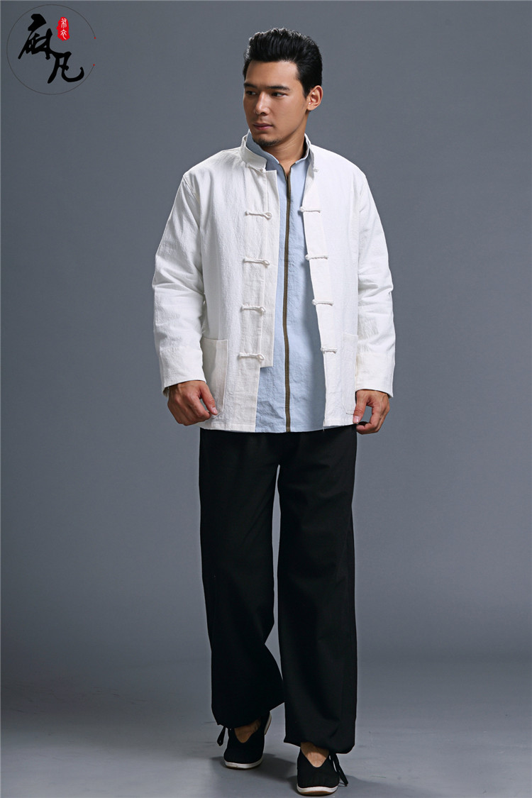 Mùa xuân và mùa thu Trung Quốc phong cách truyền thống Tang quần áo lanh nam áo khoác cotton và vải lanh nút cổ áo quốc gió áo thể thao
