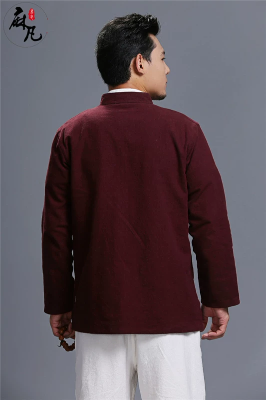 Mùa xuân và mùa thu Trung Quốc phong cách truyền thống Tang quần áo lanh nam áo khoác cotton và vải lanh nút cổ áo quốc gió trang phục dân tộc mường