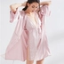 Váy ngủ cho phụ nữ 妠 satin Áo choàng bằng vải lụa satin có ren màu đen của Pháp - Night Robe Night Robe
