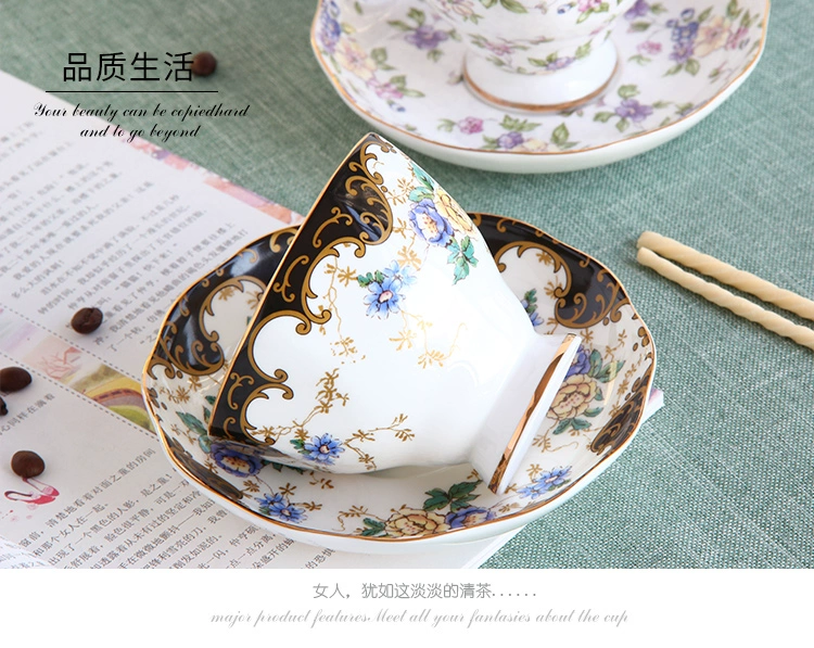 Bộ tách cà phê xương châu Âu Trung Quốc Tiếng Anh trà chiều bộ trà đen tách trà đĩa tinh tế tách cà phê gốm - Cà phê