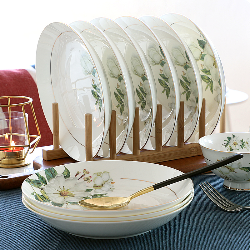Ipads porcelain dishes son home round 8 inches FanPan deep dish pastoral light European - style key-2 luxury tableware 6 sets