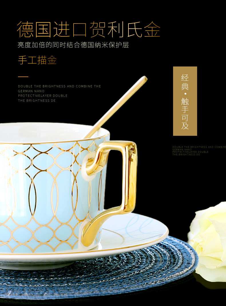 European style afternoon tea tea set suit English coffee cup gold plated ipads porcelain teapot home coffee set with a small key-2 luxury