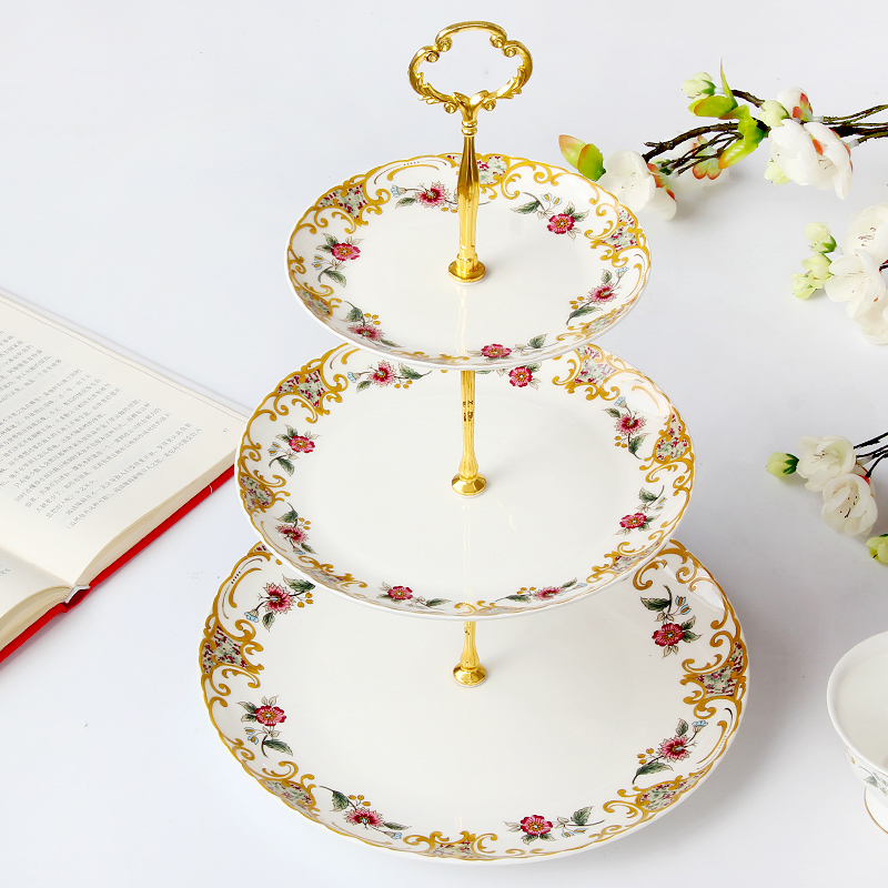 Continental snack plate of three the layers of fruit plate rack cake plate ipads China tea tea set ceramic disc ideas to get I