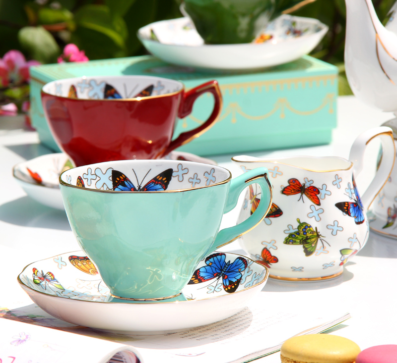 Goods to transport ipads porcelain coffee cup suit European American English afternoon tea set small key-2 luxury pottery red tea cups and saucers
