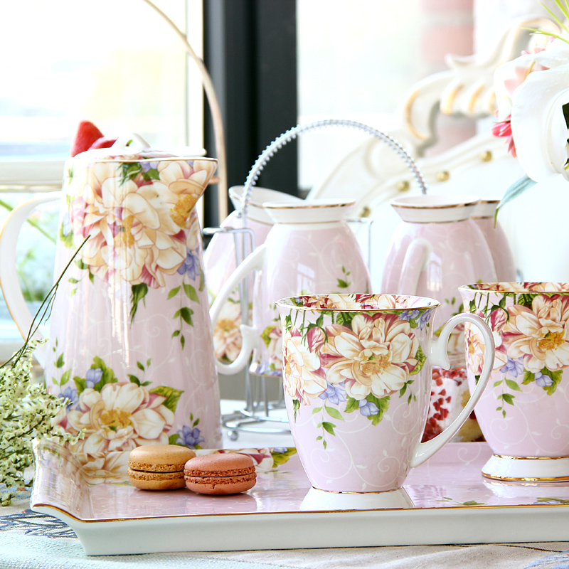 Tea cup cold water bottle glass teapot set ceramic light cold water to ultimately responds the cup home sitting room European - style key-2 luxury