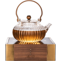 Rongshantang Electric Chrysanthemum Petal Glass Kettle Large Heat-resistant Tea Lift Kettle Thickened Solid Wood Electric Ceramic Stove Set