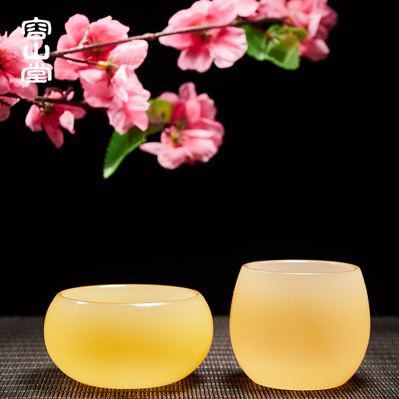 RongShan hall Huang Longyu porcelain teacup master cup single cup upset fullness large glass colored glaze tea kungfu tea set
