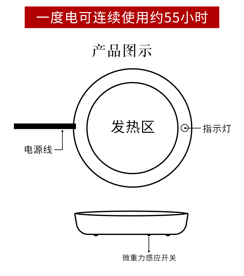 Rongshantang điện sưởi ấm coaster nhiệt bao gồm ấm trà văn phòng cốc nước cách nhiệt cơ sở phụ kiện trà - Trà sứ bộ ấm chén uống trà cao cấp
