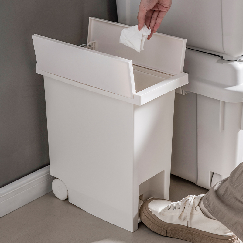 Foot-Operated Trash Can for Home Use 2023 New Model Bedroom Nordic Simple Modern Kitchen Office Living Room Double-Door Wastebasket