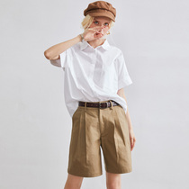 evewang frock high waist daddy pants Womens casual wild wide leg pants French five-point pants wear handsome shorts outside