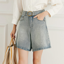 evewang light blue denim shorts womens summer versatile high waist thin legs long A-line wide leg pants feedback