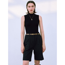 One Wei evewang semi-high collar stand collar slim solid color knitted vest female tank sleeveless inner top