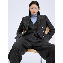 One Wei evewang UK moon Vertical Stripe Wool Cashmere Suit Skirt Skirt Shorts Pants Set