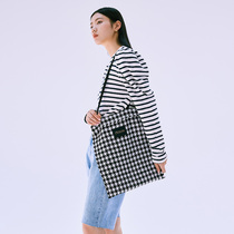 One Wei evewang handmade black and white chickerbag shoulder bag Plaid casual tote bag