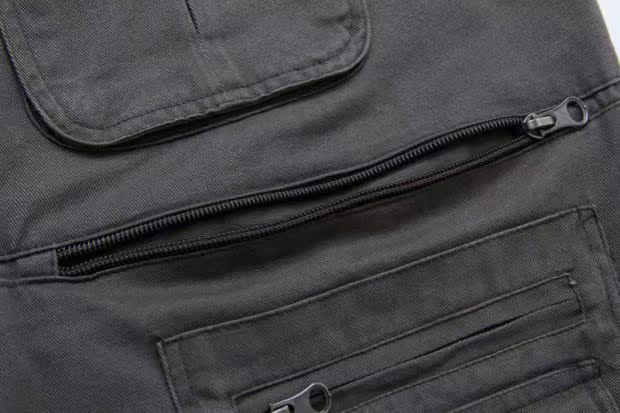 Vest trung niên cotton mùa xuân và mùa thu vest vai nam nhiều túi chụp ảnh cá nam vest vest cỡ lớn các kiểu áo ghi lê nam