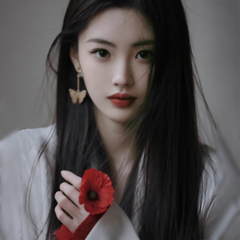 Wig women's long hair with bangs in the middle is sweet and cute long straight hair natural simulation full headgear temperament face repair wig set