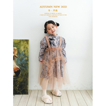 CPRINCE) 22AW Oriental Fantasy New Chinese improved long-sleeved cheongsam gauze skirt blouse girls autumn