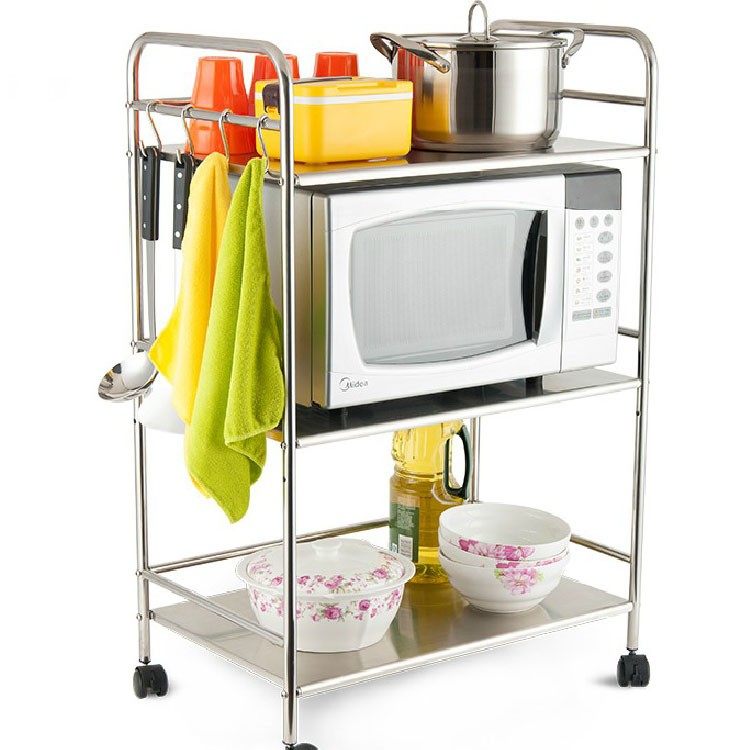 Dapayhouse stainless steel microwave oven kitchen landing multi-layer pan oven belt wheel thickening