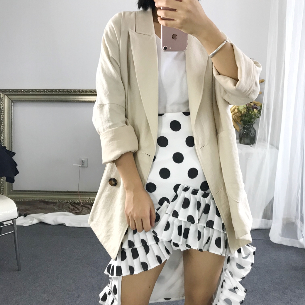 ZHANG HEIHEI * gạo đen và trắng ramie bông rộng và phù hợp với vải lanh thời trang nữ cao cấp